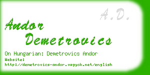 andor demetrovics business card